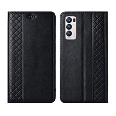 Leather Case Stands Flip Cover L01 Holder for Oppo Find X3 Neo 5G Black