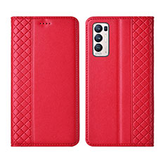 Leather Case Stands Flip Cover L01 Holder for Oppo Find X3 Neo 5G Red