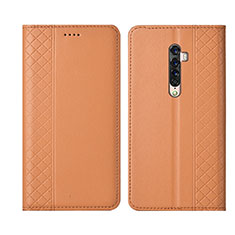 Leather Case Stands Flip Cover L01 Holder for Oppo Reno2 Orange