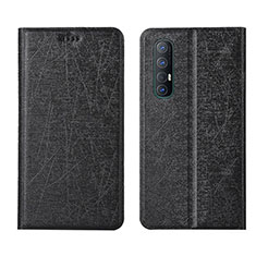 Leather Case Stands Flip Cover L01 Holder for Oppo Reno3 Pro Black