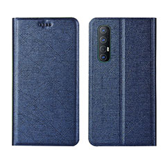 Leather Case Stands Flip Cover L01 Holder for Oppo Reno3 Pro Blue