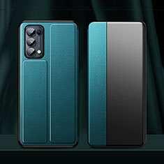 Leather Case Stands Flip Cover L01 Holder for Oppo Reno5 5G Cyan
