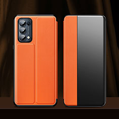 Leather Case Stands Flip Cover L01 Holder for Oppo Reno5 Pro 5G Orange