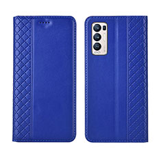 Leather Case Stands Flip Cover L01 Holder for Oppo Reno5 Pro+ Plus 5G Blue