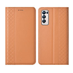 Leather Case Stands Flip Cover L01 Holder for Oppo Reno5 Pro+ Plus 5G Orange