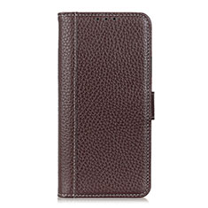Leather Case Stands Flip Cover L01 Holder for Realme Q Brown