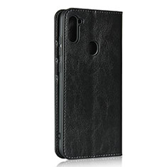 Leather Case Stands Flip Cover L01 Holder for Samsung Galaxy A11 Black