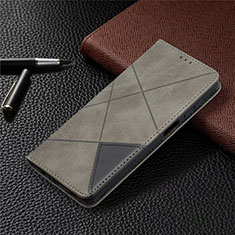 Leather Case Stands Flip Cover L01 Holder for Samsung Galaxy A12 Nacho Gray
