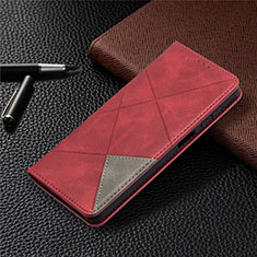 Leather Case Stands Flip Cover L01 Holder for Samsung Galaxy A12 Nacho Red