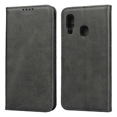 Leather Case Stands Flip Cover L01 Holder for Samsung Galaxy A20e Black