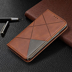 Leather Case Stands Flip Cover L01 Holder for Samsung Galaxy A31 Brown