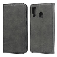 Leather Case Stands Flip Cover L01 Holder for Samsung Galaxy A40 Black