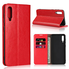 Leather Case Stands Flip Cover L01 Holder for Samsung Galaxy A50S Red