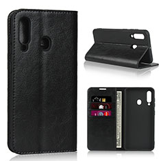 Leather Case Stands Flip Cover L01 Holder for Samsung Galaxy A60 Black