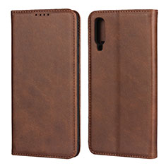 Leather Case Stands Flip Cover L01 Holder for Samsung Galaxy A70 Brown
