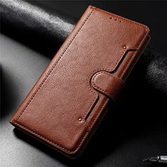 Leather Case Stands Flip Cover L01 Holder for Samsung Galaxy A71 5G Brown