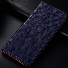 Leather Case Stands Flip Cover L01 Holder for Samsung Galaxy A81 Blue