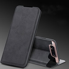 Leather Case Stands Flip Cover L01 Holder for Samsung Galaxy A90 4G Black