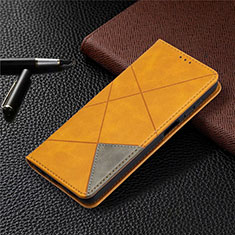 Leather Case Stands Flip Cover L01 Holder for Samsung Galaxy F12 Yellow