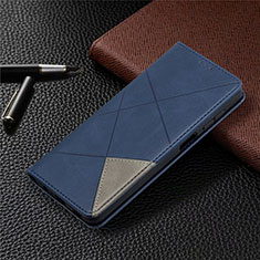 Leather Case Stands Flip Cover L01 Holder for Samsung Galaxy M12 Blue