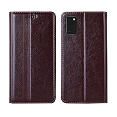 Leather Case Stands Flip Cover L01 Holder for Samsung Galaxy M51 Brown
