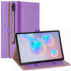 Leather Case Stands Flip Cover L01 Holder for Samsung Galaxy Tab S6 10.5 SM-T860 Purple