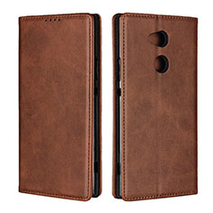 Leather Case Stands Flip Cover L01 Holder for Sony Xperia XA2 Ultra Brown