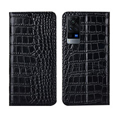 Leather Case Stands Flip Cover L01 Holder for Vivo X60T 5G Black