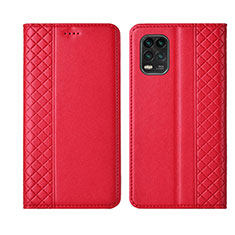 Leather Case Stands Flip Cover L01 Holder for Xiaomi Mi 10 Lite Red
