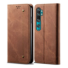 Leather Case Stands Flip Cover L01 Holder for Xiaomi Mi Note 10 Brown