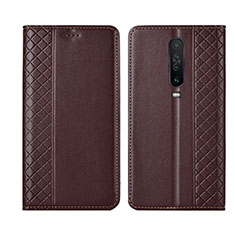 Leather Case Stands Flip Cover L01 Holder for Xiaomi Redmi K30 4G Brown