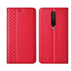 Leather Case Stands Flip Cover L01 Holder for Xiaomi Redmi K30 4G Red