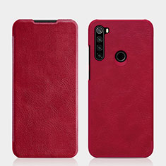 Leather Case Stands Flip Cover L01 Holder for Xiaomi Redmi Note 8 (2021) Red