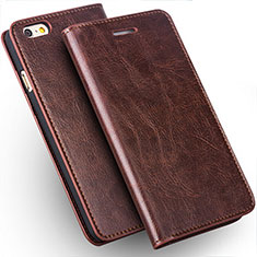 Leather Case Stands Flip Cover L02 for Apple iPhone 6S Brown