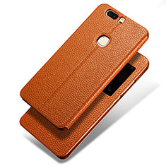 Leather Case Stands Flip Cover L02 for Huawei Honor V8 Brown