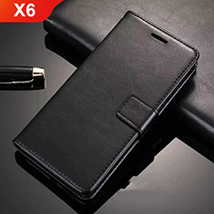 Leather Case Stands Flip Cover L02 for Nokia X6 Black