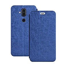 Leather Case Stands Flip Cover L02 for Nokia X7 Blue