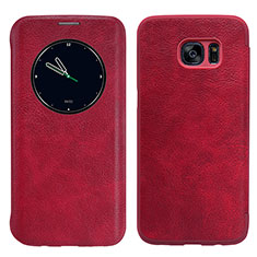 Leather Case Stands Flip Cover L02 for Samsung Galaxy S7 Edge G935F Red