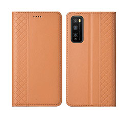 Leather Case Stands Flip Cover L02 Holder for Huawei Enjoy 20 Pro 5G Orange