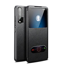 Leather Case Stands Flip Cover L02 Holder for Huawei Nova 6 5G Black
