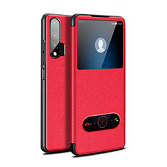 Leather Case Stands Flip Cover L02 Holder for Huawei Nova 6 5G Red