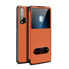 Leather Case Stands Flip Cover L02 Holder for Huawei Nova 6 Orange