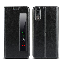 Leather Case Stands Flip Cover L02 Holder for Huawei P20 Black