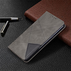 Leather Case Stands Flip Cover L02 Holder for LG K61 Gray