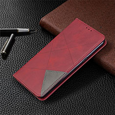 Leather Case Stands Flip Cover L02 Holder for LG K61 Red