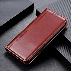 Leather Case Stands Flip Cover L02 Holder for Motorola Moto Edge Brown