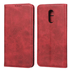 Leather Case Stands Flip Cover L02 Holder for OnePlus 7 Red