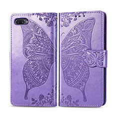 Leather Case Stands Flip Cover L02 Holder for Oppo A12e Clove Purple