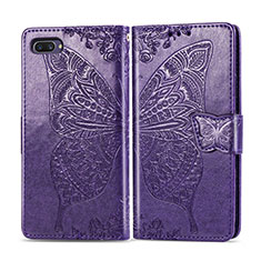 Leather Case Stands Flip Cover L02 Holder for Oppo A12e Purple