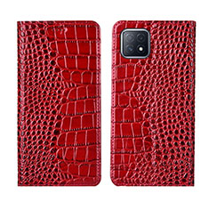 Leather Case Stands Flip Cover L02 Holder for Oppo A53 5G Red